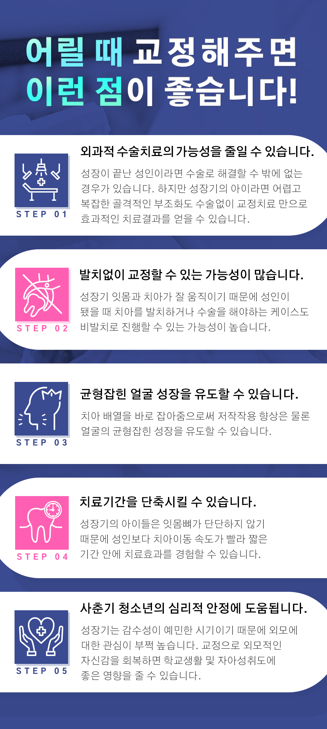 소아성장기 교정의 장점